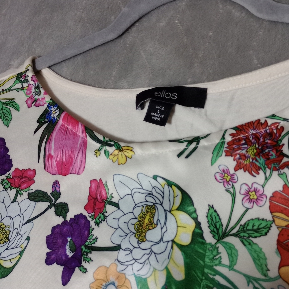 Ellos Multicolor Vintage Floral Women's Blouse size L - Picture 9 of 9